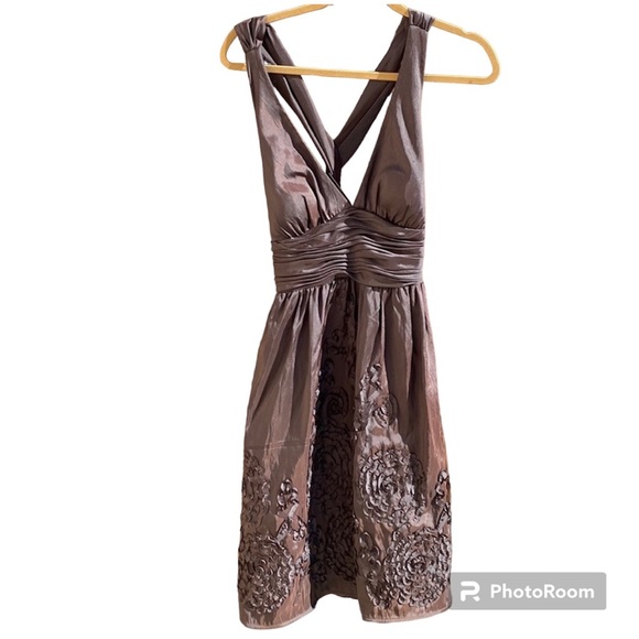 Adrianna Pappell boutique dress iridescent dressy taffeta midi halter - Picture 3 of 9